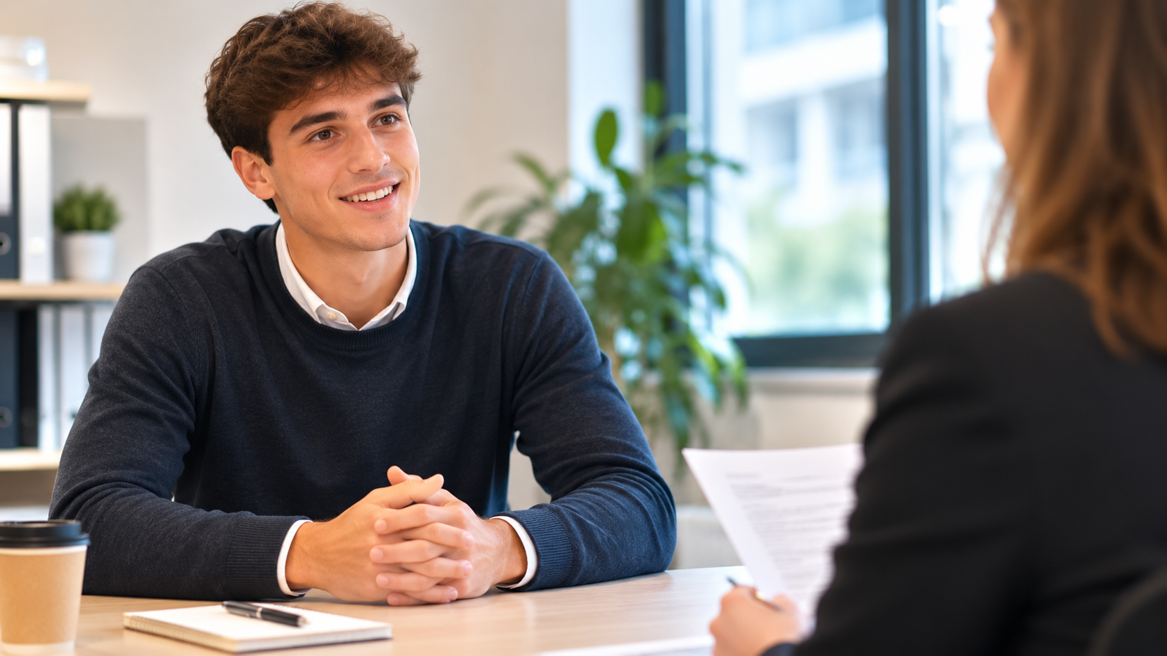étudiant qui passe un entretien